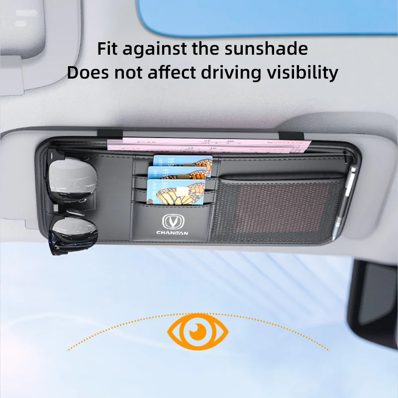 Car Sun Visor Organizer Storage For Changan CS35 alsvi CS55 CS75 CS85 Auto Sunshade Card Holder Sunglasses Clip Stowing Tidying