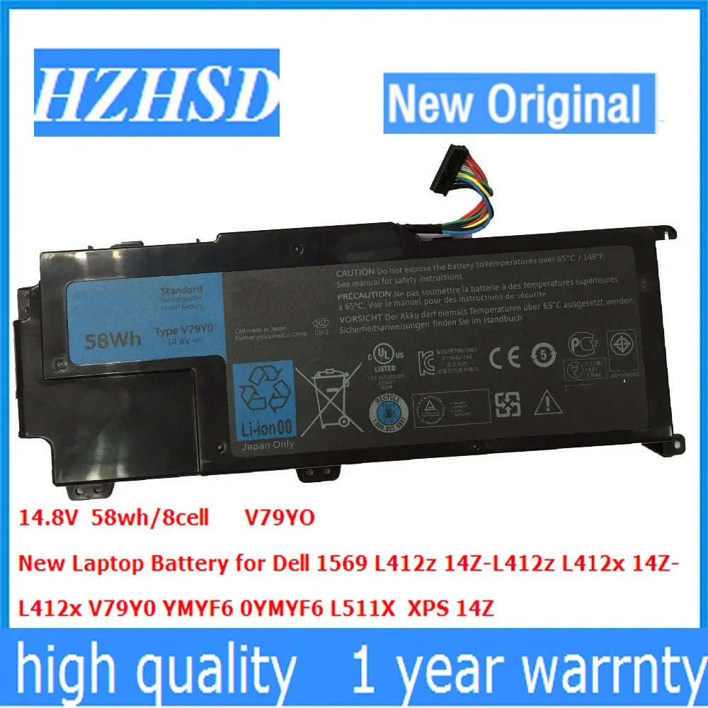 14.8v 58wh Original New V79Y0 Laptop Battery for Dell XPS 14z Series XPS 14Z-L412X XPS 14Z-L412Z V79YO YMYF6 0YMYF6