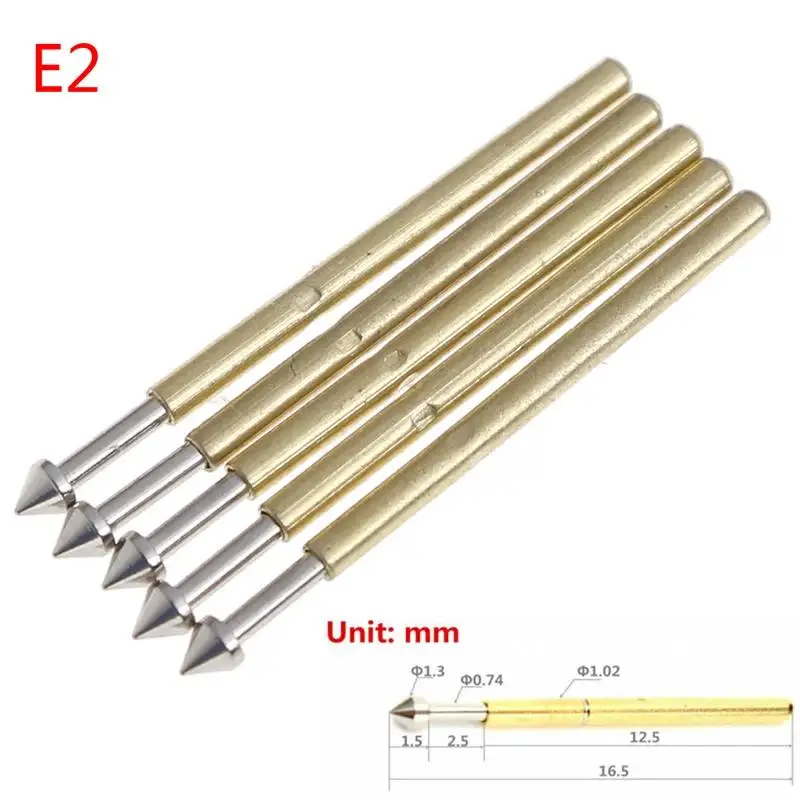 Wholesale 1.0mm Thimble Gold Plated 1.3mm Conical Head Pogo Pin Spring Test Probe P75-E2 / P75-E3 100 Pieces