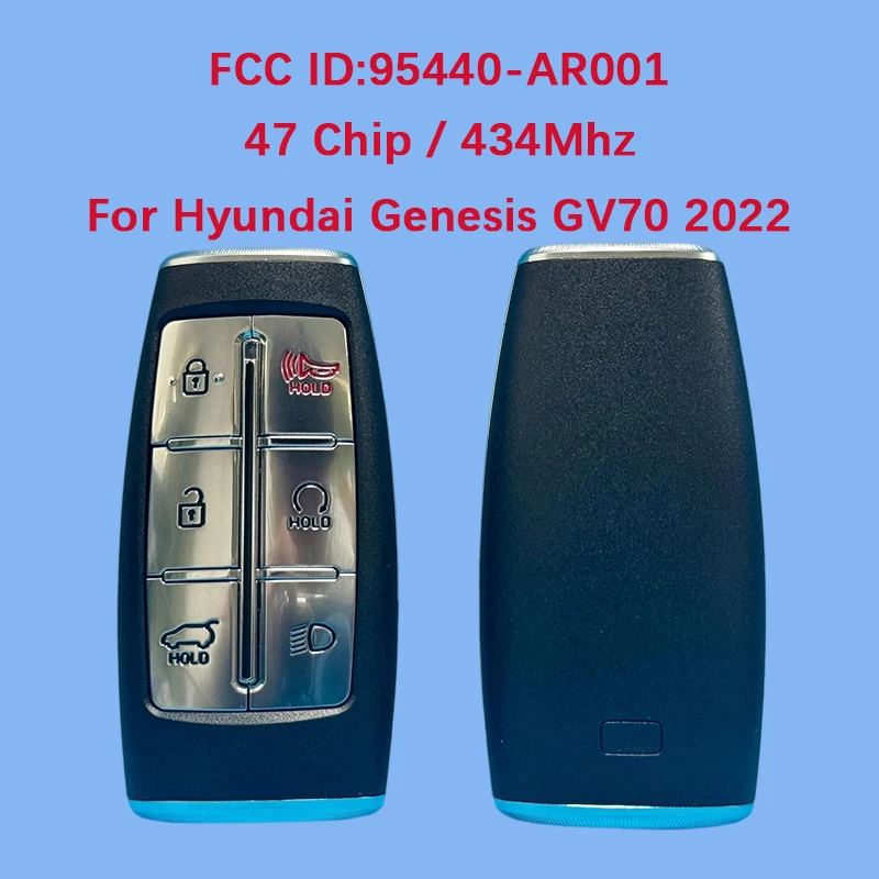 

CN020363 Aftermarket 6-кнопочный смарт-ключ с дистанционным автоматическим запуском 47 чипов 433 МГц FCC ID 95440-AR001 для Hyundai GV70 2022