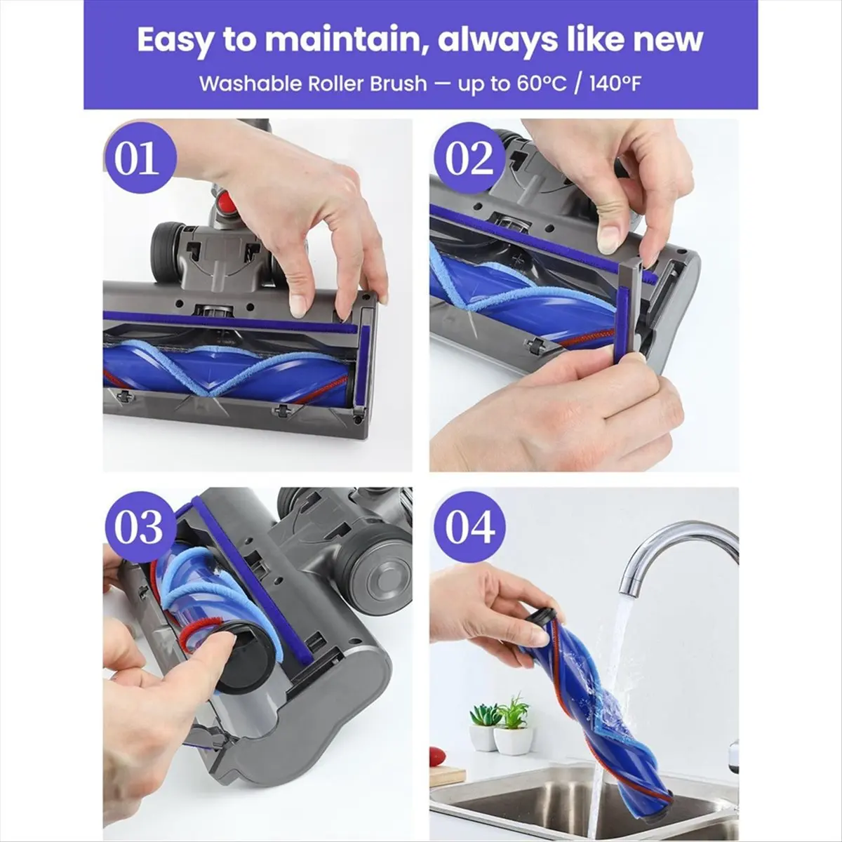 

Dust Detection Replacement Brush Head for V6 DC58 DC59 DC61 DC62 DC74 - LED Green Light Floor & Carpet Attachment