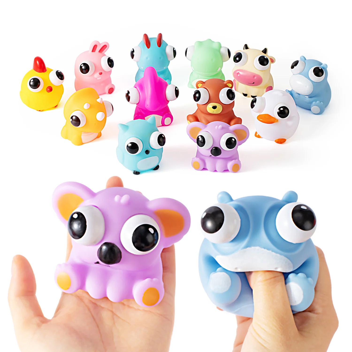 Pop Eye Squeeze Sensory Toys Cartoon Animal Fidget Toy Stress Relief Anxiety Relax Eyeball Bounce Toy Kids Fun Novelty Gift Adhd