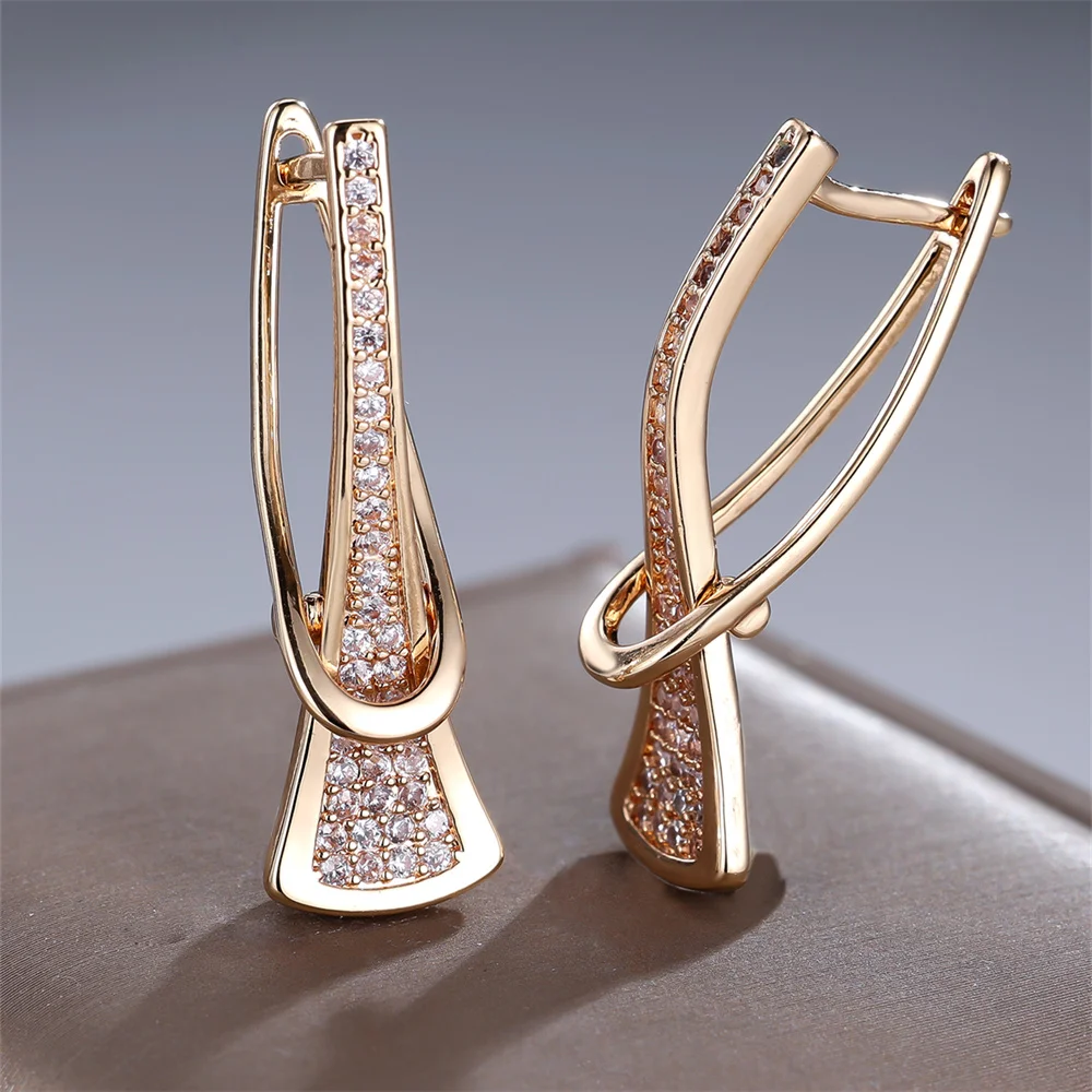 White Zircon High Heels Hoop Earrings For Women Vintage Fashion Gold Color Wedding Jewelry Mother's Day Gift