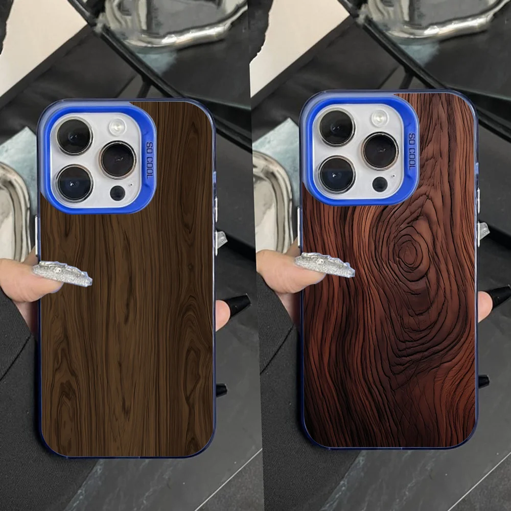 

Natural Wood Print Phone Case For iPhone 16,15,14,13,12,11,Pro,Max,Plus,Mini,XS,SE Anti Fall Blue Matte Hard Bumper