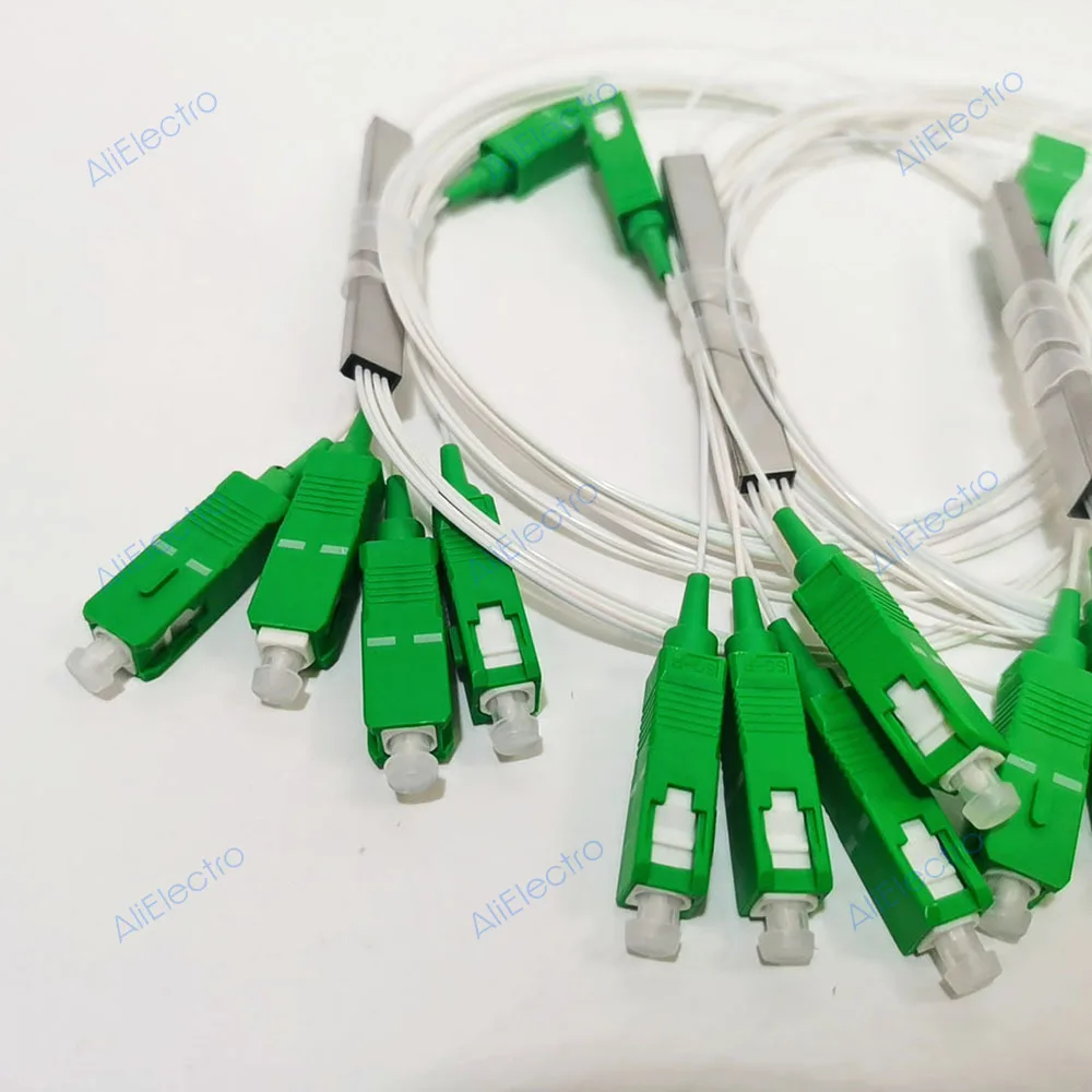 Imagem -04 - Tubo de Aço Fibra Óptica Plc Divisor 1x4 sc Upc Mini Blockless G657a1 0.9 mm 1m sc Upc Apc Conector 10 20 30 50 Peças Lote 0.9 mm