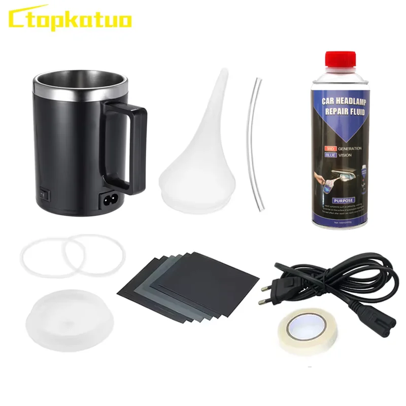 Headlight Restoration Polish Kit for Auto Headlamp Renovator Light 650G/500ML Polymer Repair Liquid Polishing Cleaning Renovated