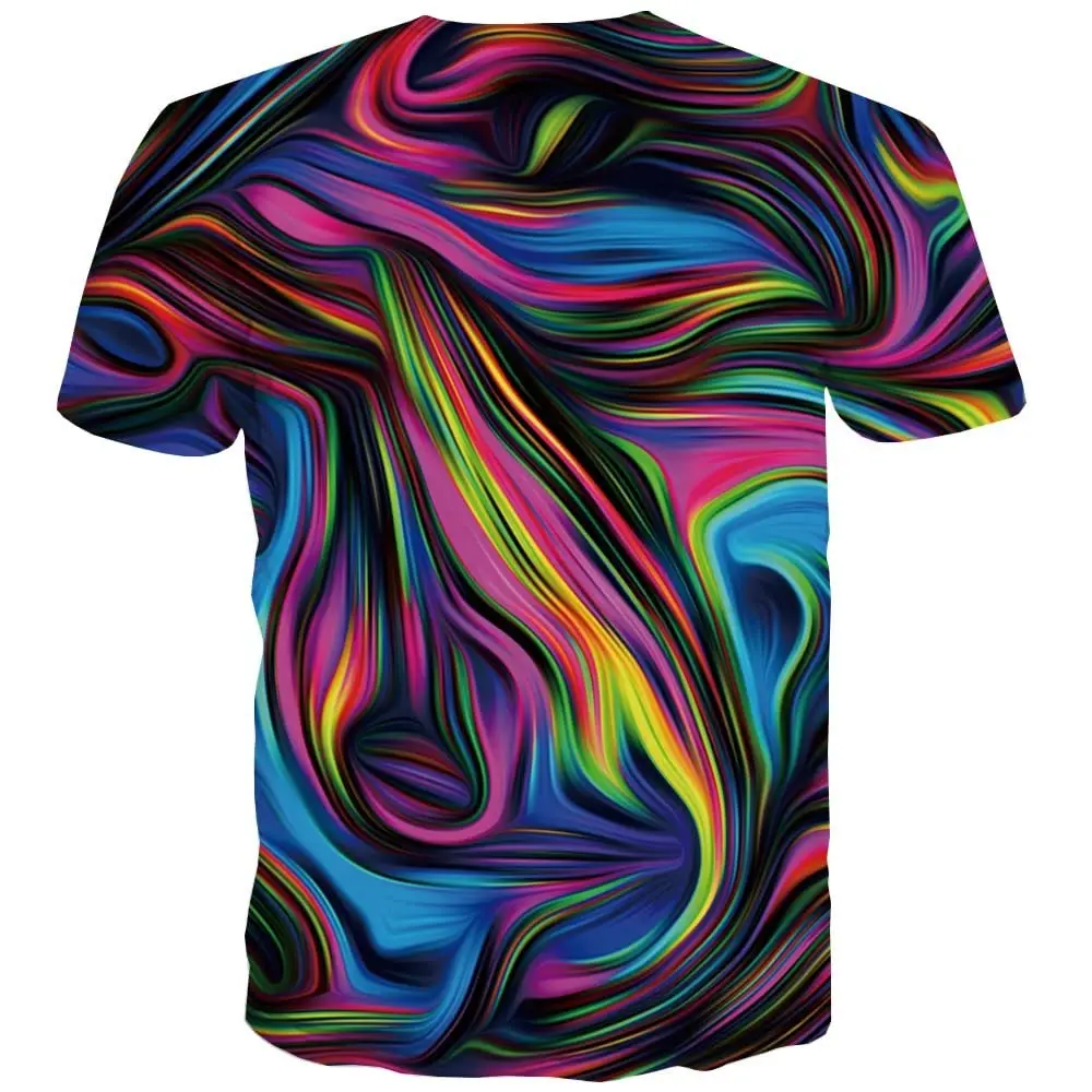 KYKU Colorful T-Shirts for Men 3D Printed Neon Abstract Tee Short Sleeve T Shirt