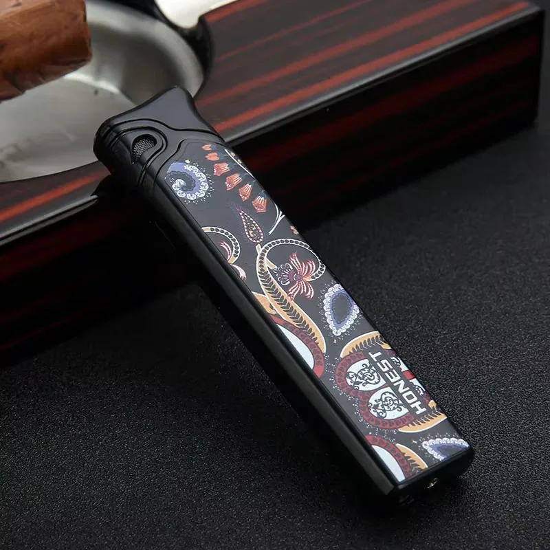 2026 HONEST Bar Jet Windproof Lighter Miniature Direct Charging Lighter Adjustable Strike Flame Lighter Classic Fashion