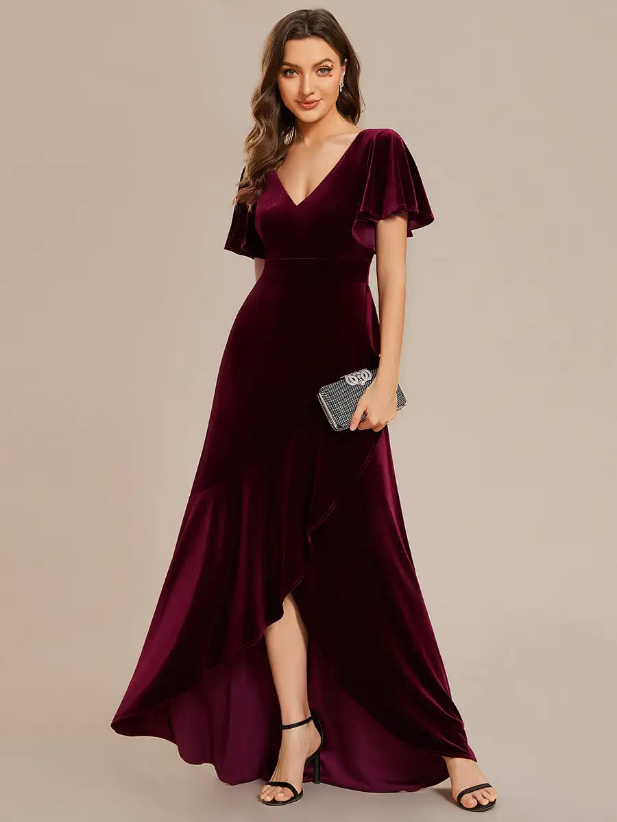 baziiingaaa-party-dress-lotus-leaf-ruffles-high-low-v-neck-evening-dress-with-short-sleeves-evening-dresses