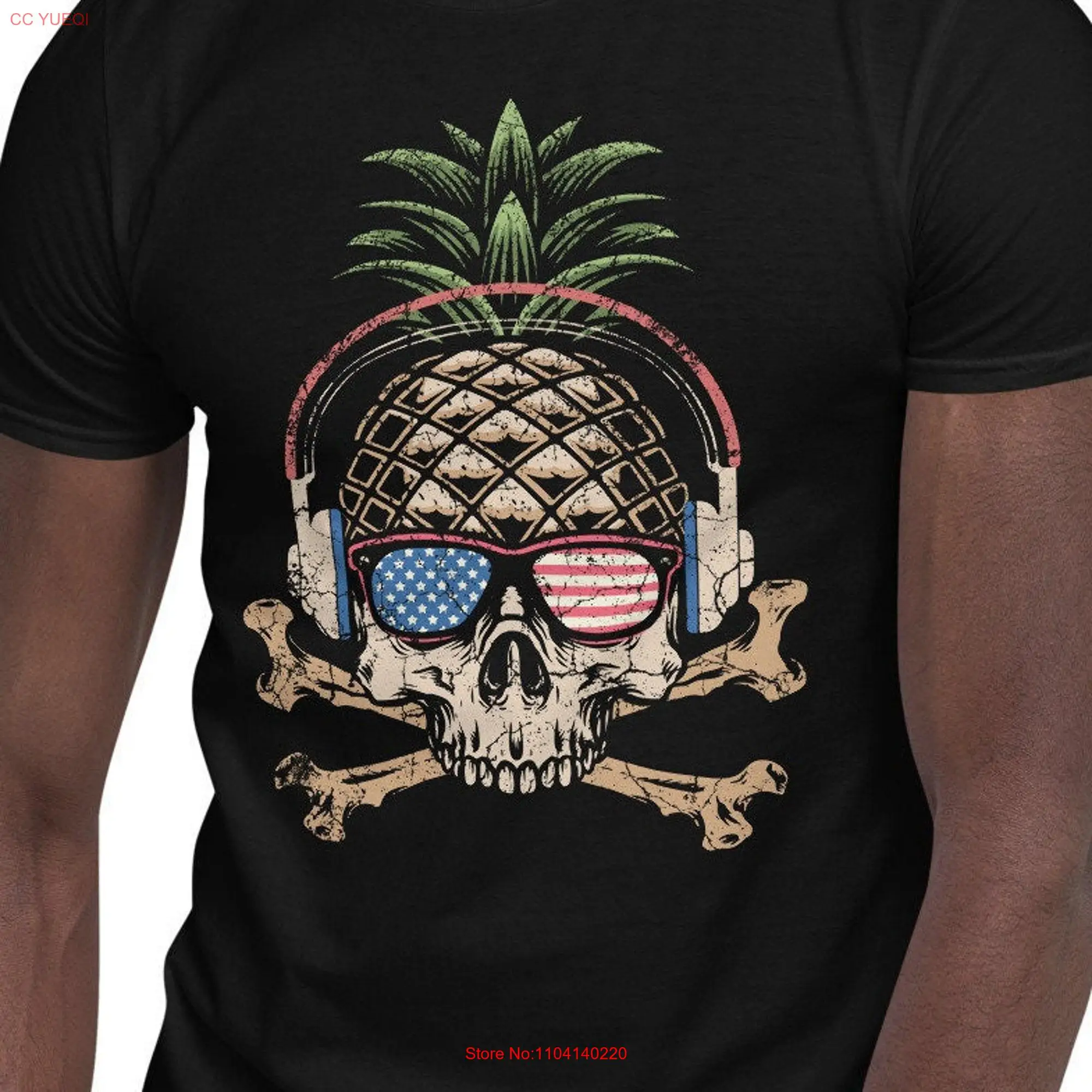 4th of July Pineapple Skull T Shirt Gamer Merica Squad Fourth Sunglasses Hawaiian Patriotic America Love