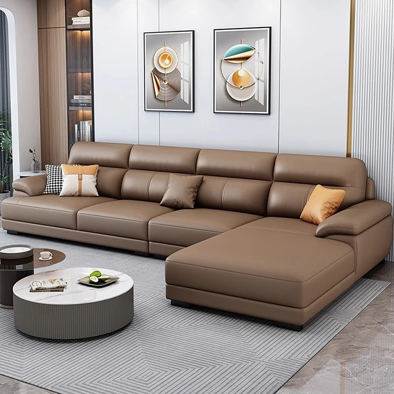 Minimalist High Back Living Room Sofas Extendable Real Luxury Lazy Sofa Lounge Leather Modern Couch Wohnzimmer Home Furniture