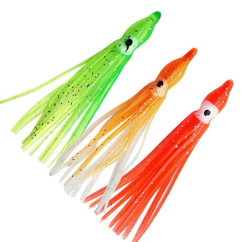 6cm Glow Squid Lures 5Pcs/Bag Soft Plastic Bait Multi-Tentacle Night Fishing Lure for Freshwater Saltwater Bass Trout