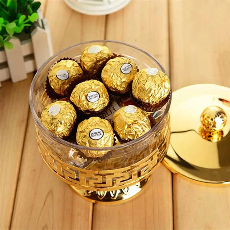 European Metal Plastic Storage Box With Lid Kitchen Tea Caddy Candy Chocolate Organizer Snack Fruit Tray Christmas Decoration