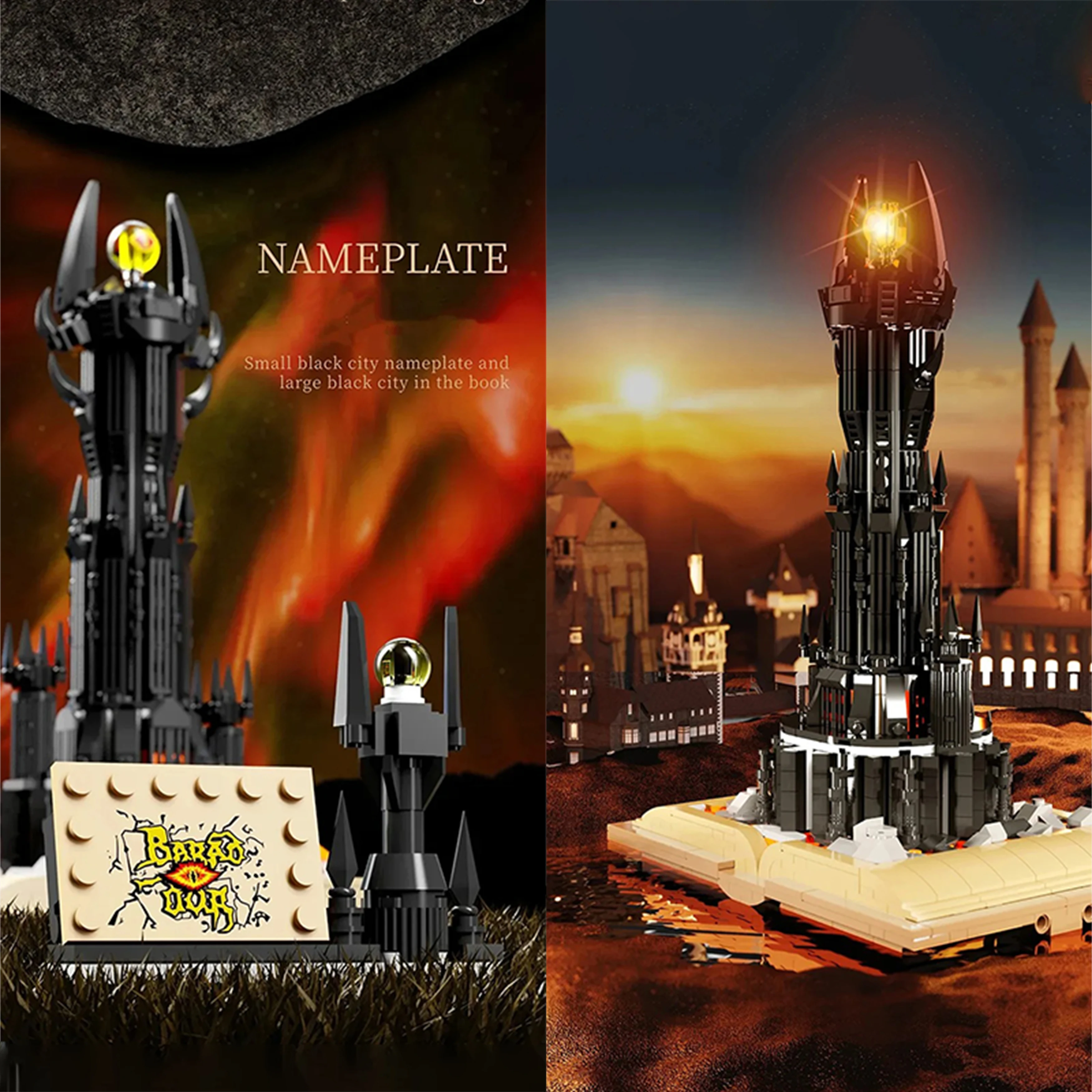 MOC 969PCS 어둠의 마법 타워를 깨는 책 모양 조명 등대 블록 모델 창의적 디스플레이 세트 어린이 선물 크리스마스 선물