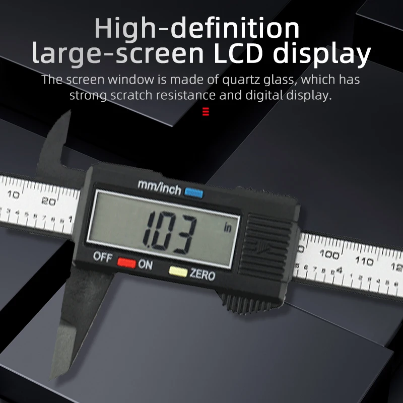 Imagem -02 - Plástico Eletrônico Vernier Caliper Pinças Digital Ferramentas de Medição Ferramenta de Carpintaria Régua Paquímetro de Tela Grande Calibre Digital