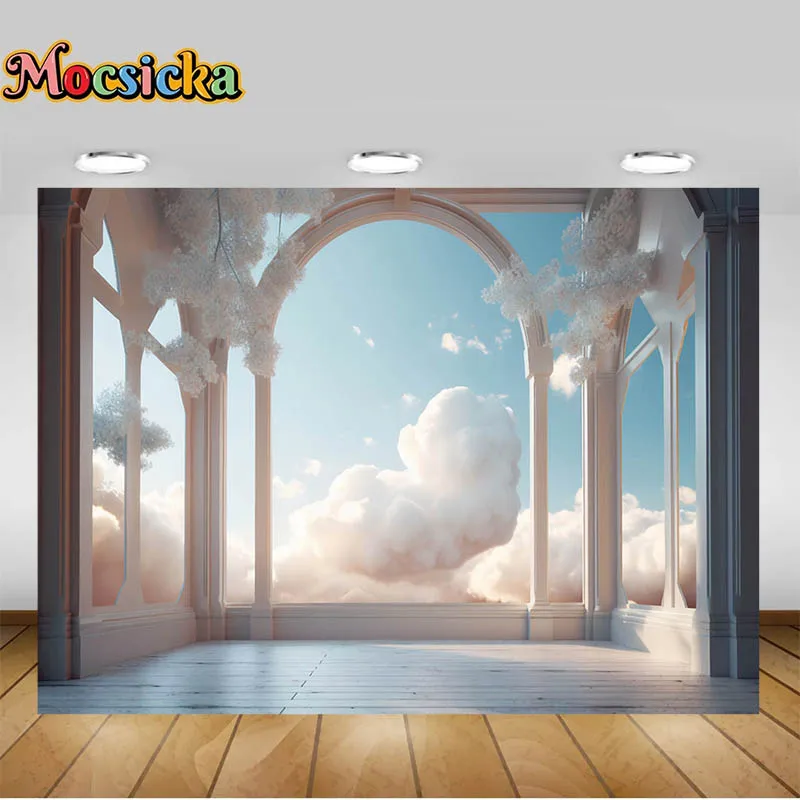 Fotografie Hintergründe Raum mit Fenstern mit surrealen Mystery View Hochzeits dekoration Hintergrund Erwachsenen Porträt Fotos Studio