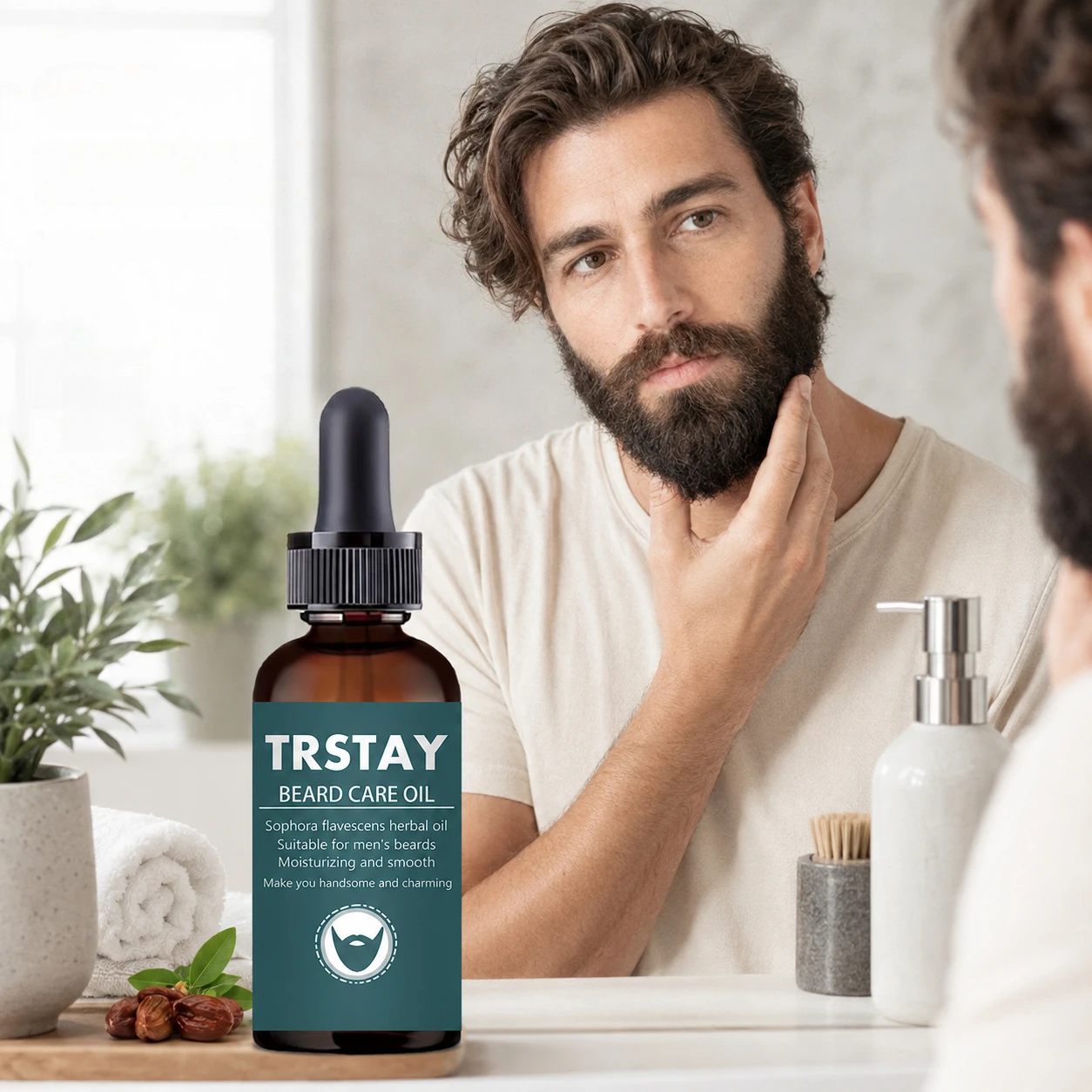 TRSTAY Men's Beard Care Oil - Softens and Smooths Beard Hair, Daily Beard Moisturizing Oil