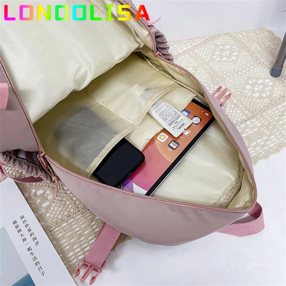 Cute Women Backpack Waterproof Multi-Pocket Nylon School Bagpacks for Student Female Girls Kawaii Laptop Book Pack Mochilas