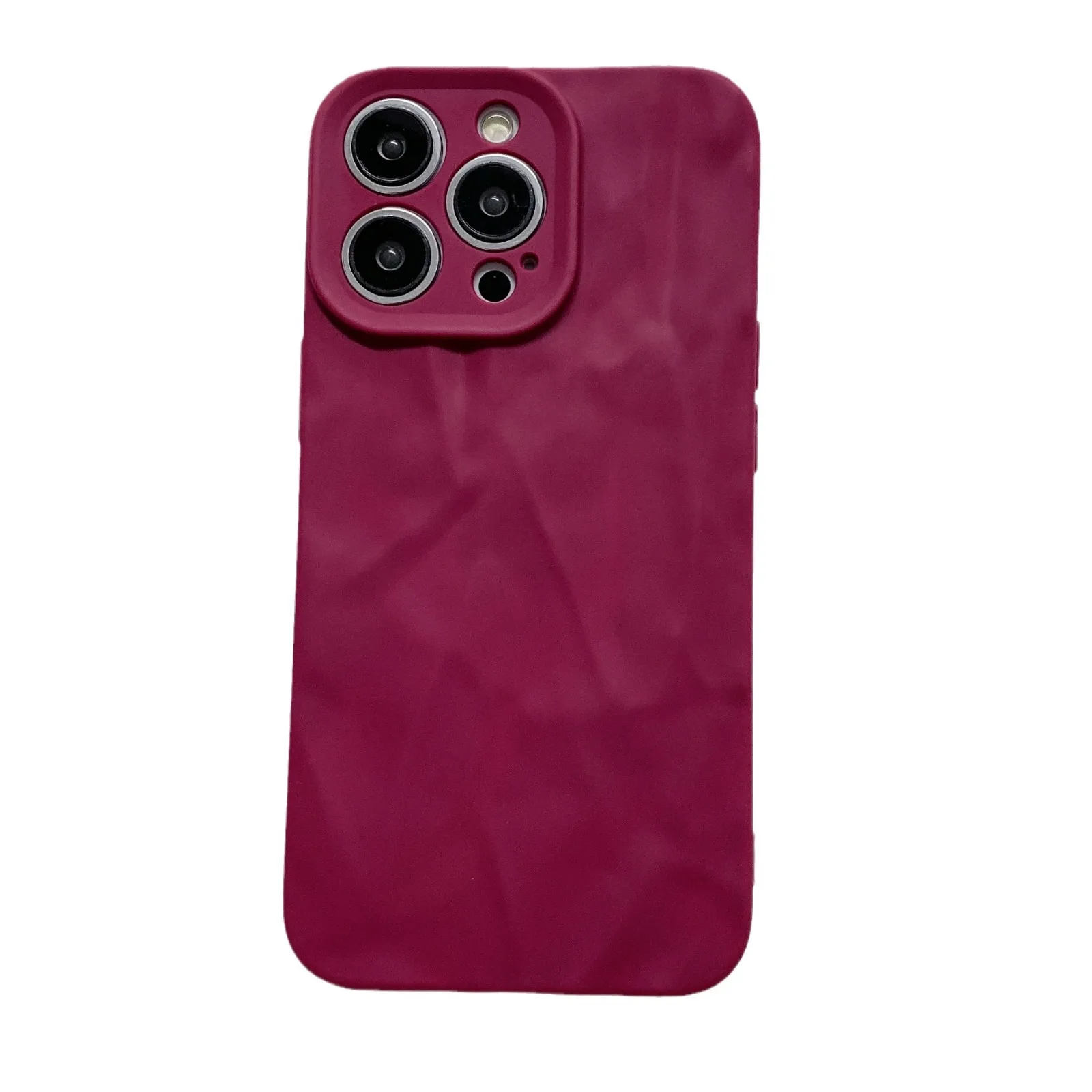 TRSYPHXM new Suitable for iPhone 11 PROMAX matte wrinkled phone soft case, simple wine red apple color 14PRO protective cover