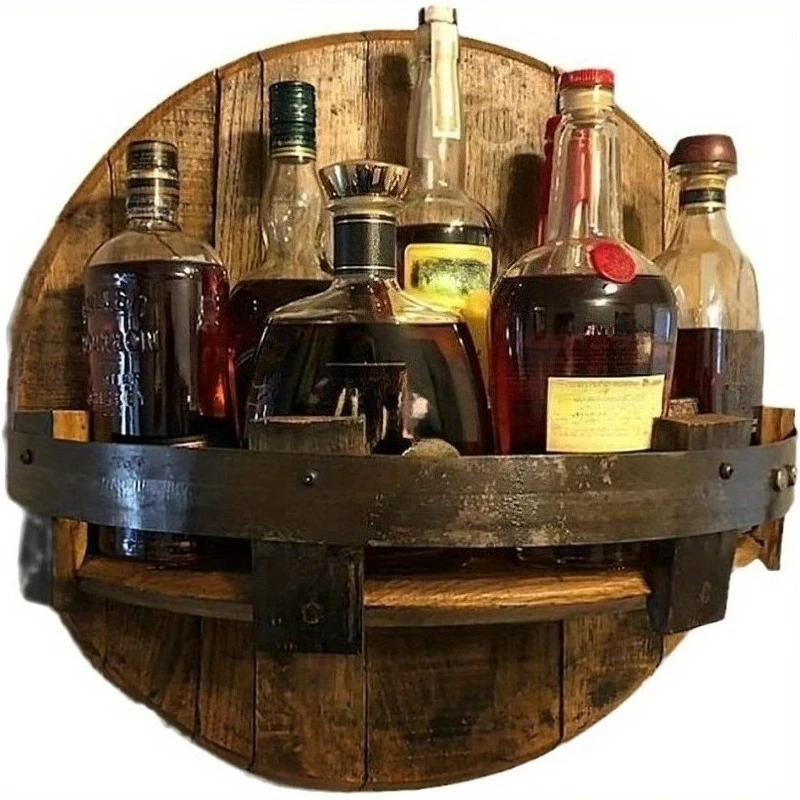 عيد الميلاد خشبية الحائط النبيذ الوقوف المكرر الرجعية جولة زجاجة النبيذ عرض موقف #1