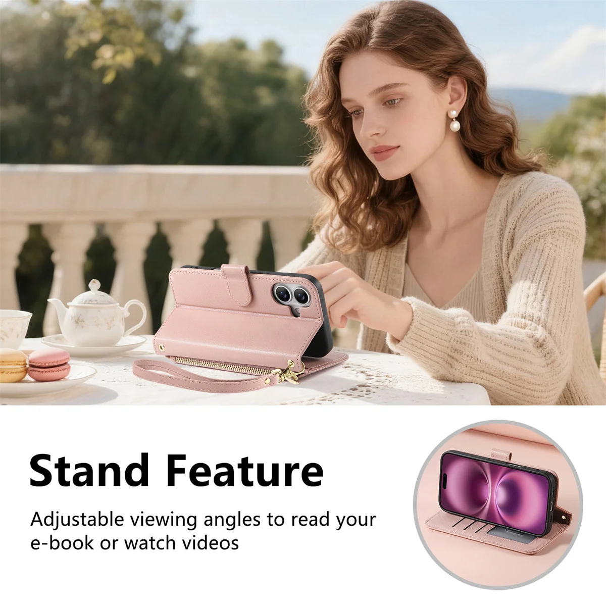 شريط للرسغ حافظة هاتف جلدية لهاتف آيفون اير 17 برو ماكس 16 بلس 15 14 13 12 فتحات بطاقة المحفظة غطاء حماية مقاوم للصدمات #4