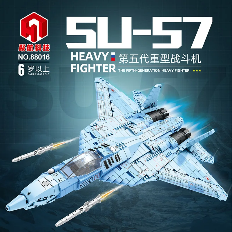 SU-57 Stealth Fighter Building Blocks - Large Scale  Puzzle, Educational Toy for Boys' Aviation Adventures