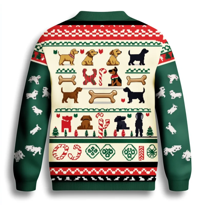 

2024, весна-осень, новая мужская мода, толстовка с круглым вырезом и 3D принтом собак Kawaii, свободный повседневный уличный свитер, топы