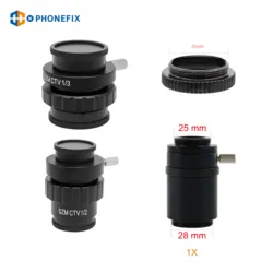 SZM CTV 1/2 1/3 1X adattatore 0.5X C mount Lens 25mm CS Simul anello focale per microscopio Stereo trinoculare videocamera USB HDMI VGA