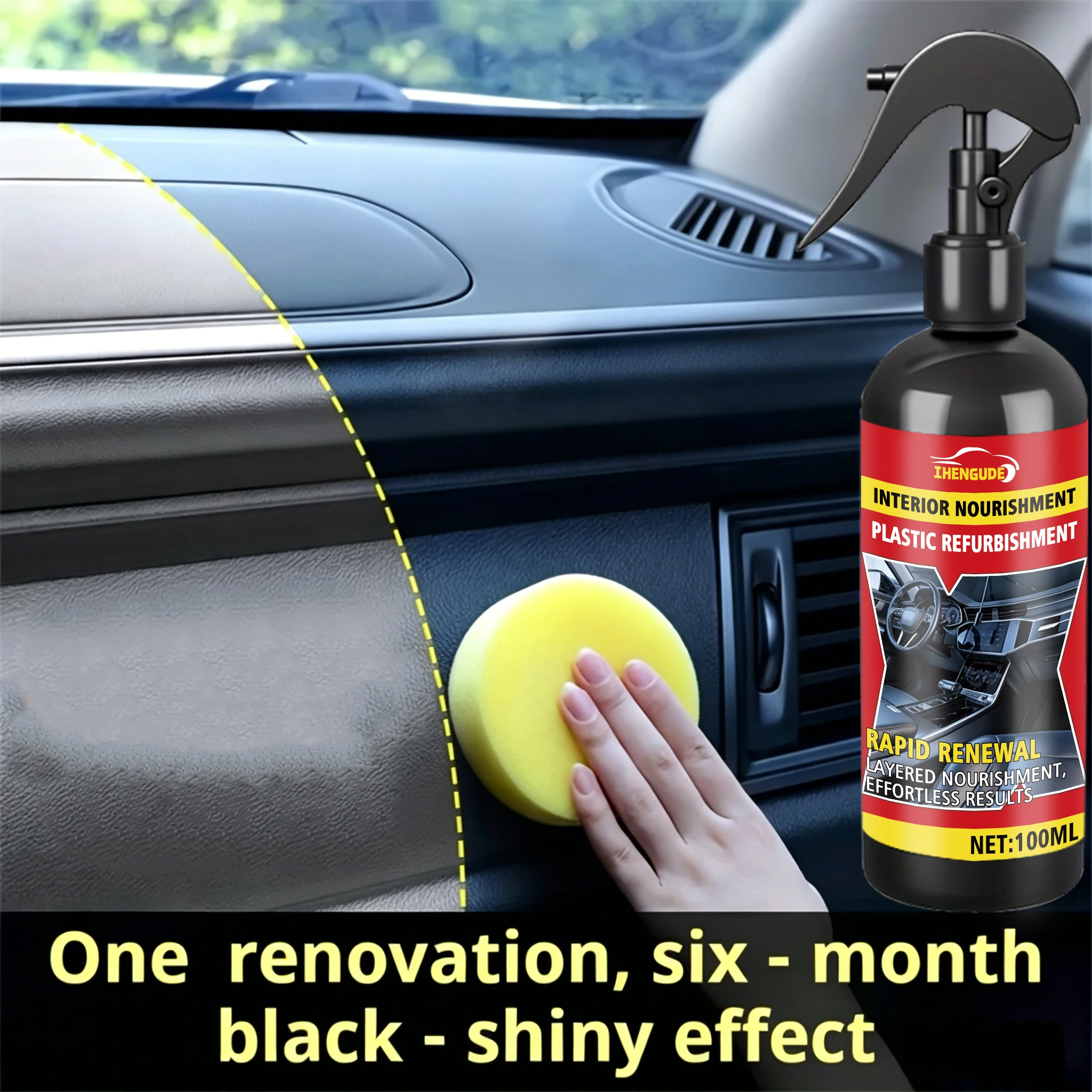 Multi-Purpose Plastic and Rubber Interior Color Restorer, Used for Interior Refurbishment, Tire Shine Treatment, Anti-Aging, and Scratch Repair
