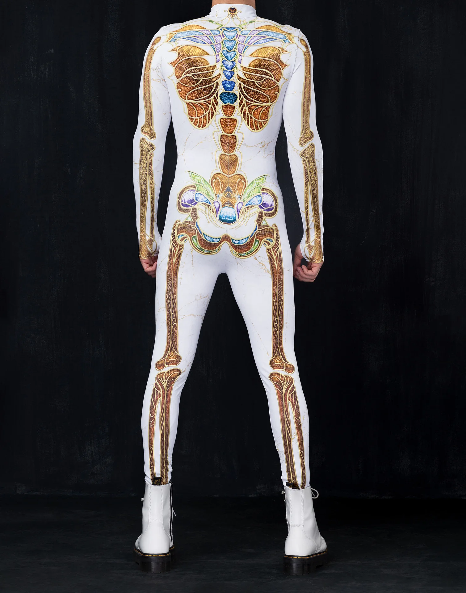 Unisex Totenkopf Steampunk Mechanische Rüstung Bodysuit Elastischer Punk Cosplay Zentai Jumpsuit Anzug Halloween Party Performance Kostüm – Detail 7