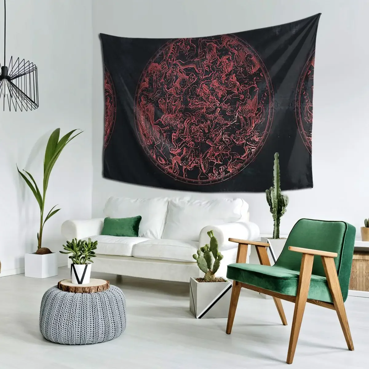 Vintage Constellations And Astrological Signs Ochre Red Tapestry Art Wall Hanging Home Tapestries for Room Bedroom Dorm Room