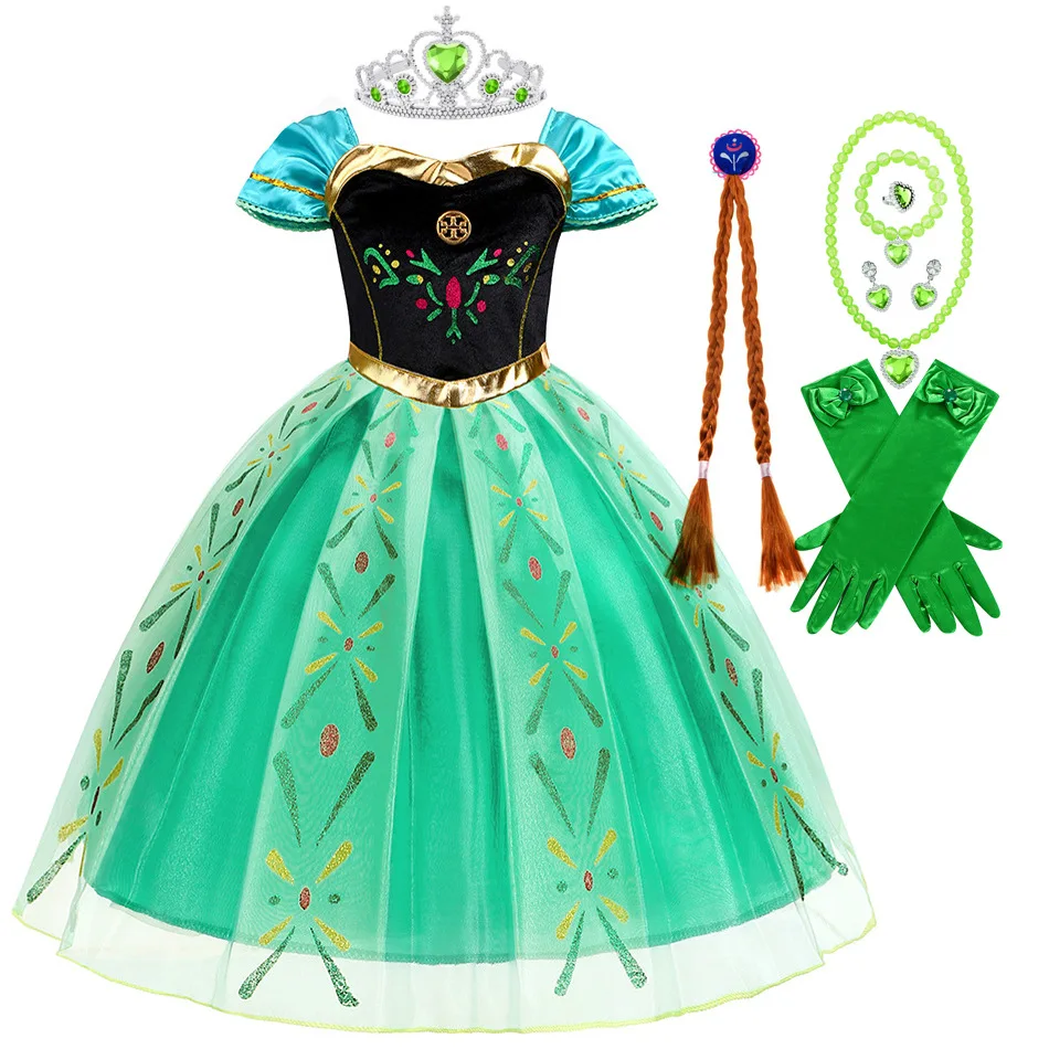 

Full Printing Kids Cosplay Anna Princess Costume Fancy Birthday Carnival Party Prom Dress Toddler Role Play Clothing Outfits