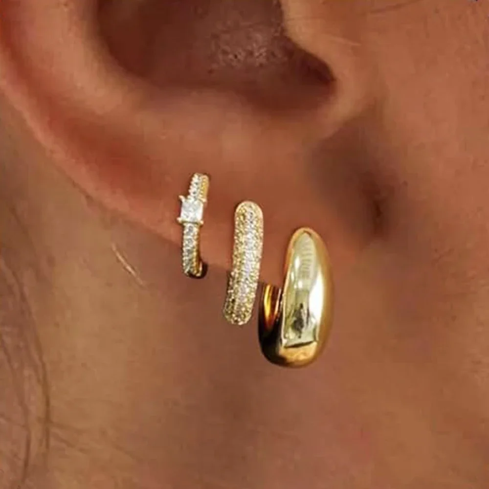 

Stackable Earrings for Women Gold Color Earrings Stack Ear Stack Chunky Hoop Earrings Set Hypoallergenic