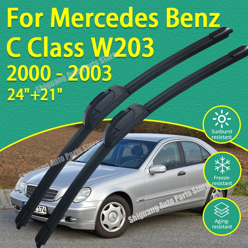 Front Silicone Coating Wipers for Mercedes Benz C Class W203 2000 - 2003 24