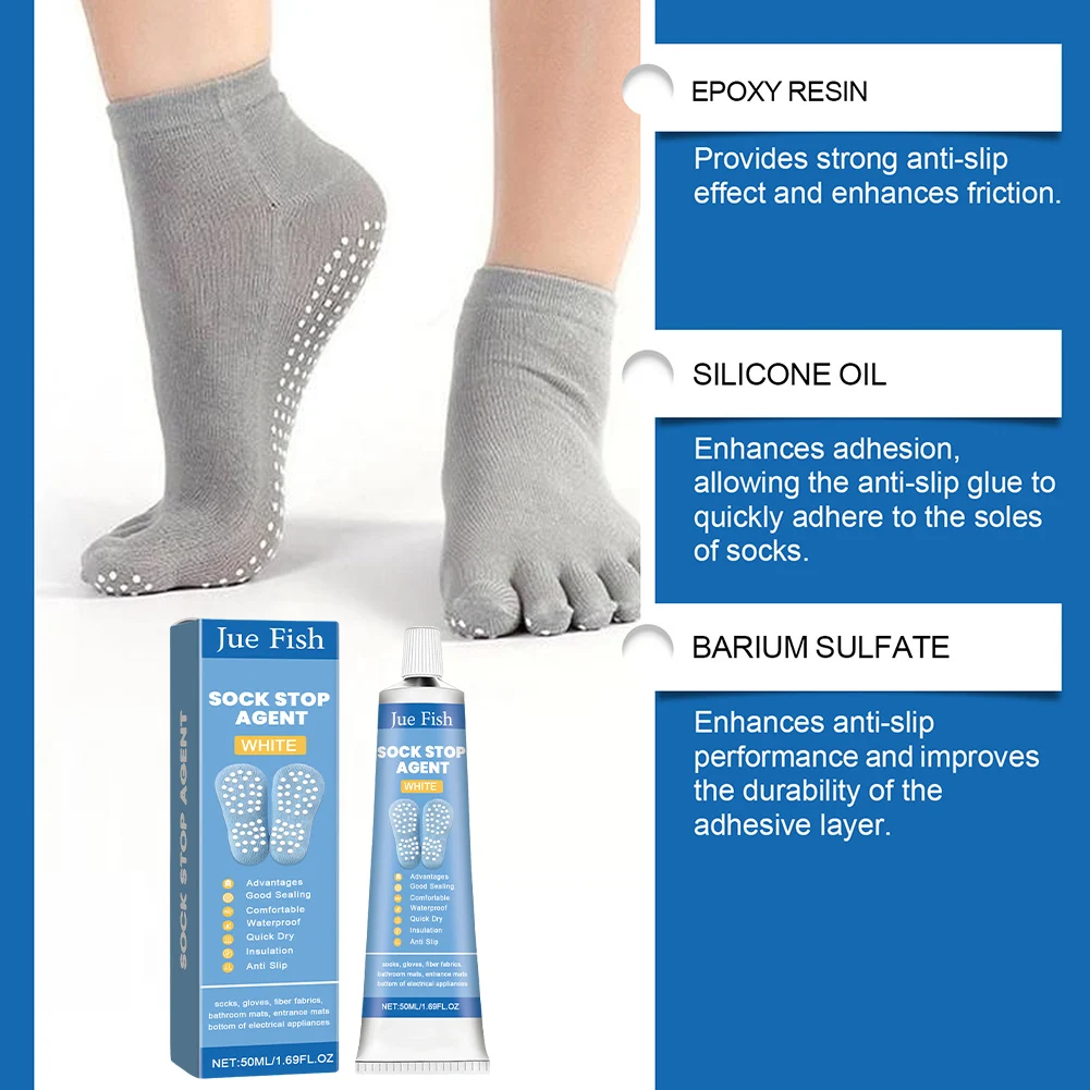 Anti Slip Sock Glue with Scraper and Template Sock Stop Glue Sock Stop Non Slip Adhesive for Socks Pet Socks Floor Mats Blankets