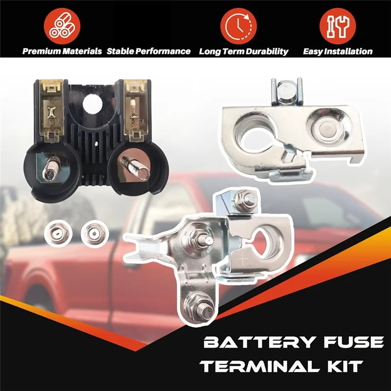 Battery Fuse And Positive & Negative Battery Terminal Clamps Replace AL3Z-14526-AA ( 125A/250A ) For Ford F150 2011-2014