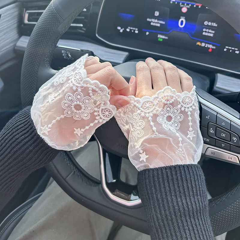 أزياء من الدانتل الكفة السيدات قفازات نسائية ستار مهرجان زي الاكسسوارات زوج البلوزات الأصفاد زخارف متعددة الاستخدامات مطوي