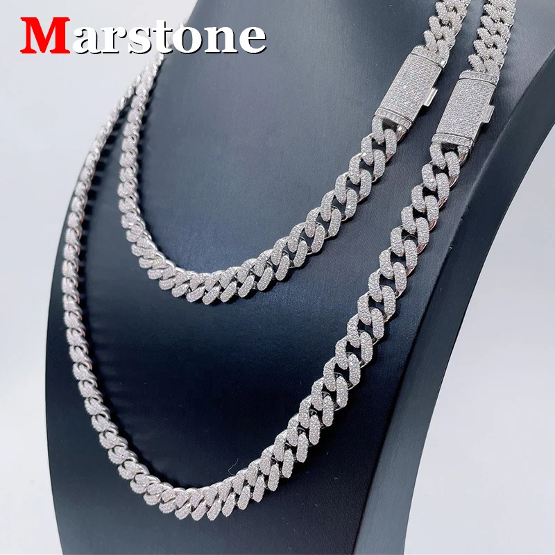 10mm Moissanite Necklace Chain For Women Original S925 Sterling Silver Men Luxury Diamond Cuban Chain Pendant Fashion