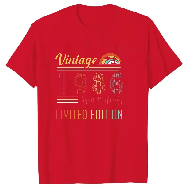 Vintage 1986 Limited Edition Muster T-Shirt für Männer und Frauen, kurze Ärmel, Harajuku, Unisex, lustiges T-Shirt, Sommertrend, große Größe, Paar-Tops – Detail 10