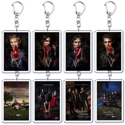 TVD The Vampire Diaries Keychain for Accessories Bag Damon Stefan Salvatore Elena Gilbert Key Chain Keyring Jewelry Fans Gifts