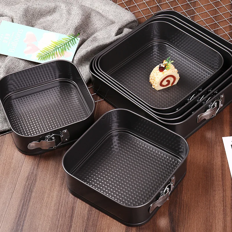 Carbon Steel Square Non-Stick Removable Bottom Cake Pan Set Bake Mould with Lock Device Bakeware Cake Molds Baking Accessories