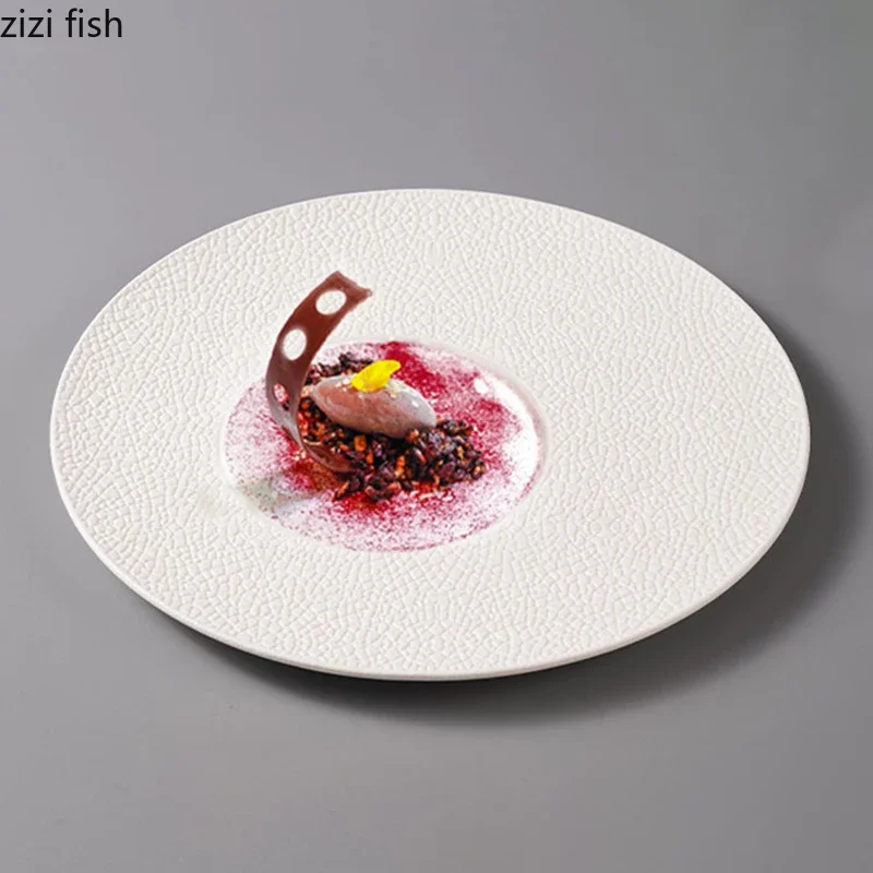 Pure White Circular Ceramic Dinner Plate Restaurant Dessert Dish Sushi Plate Molecular Cuisine Display Plate Specialty Tableware