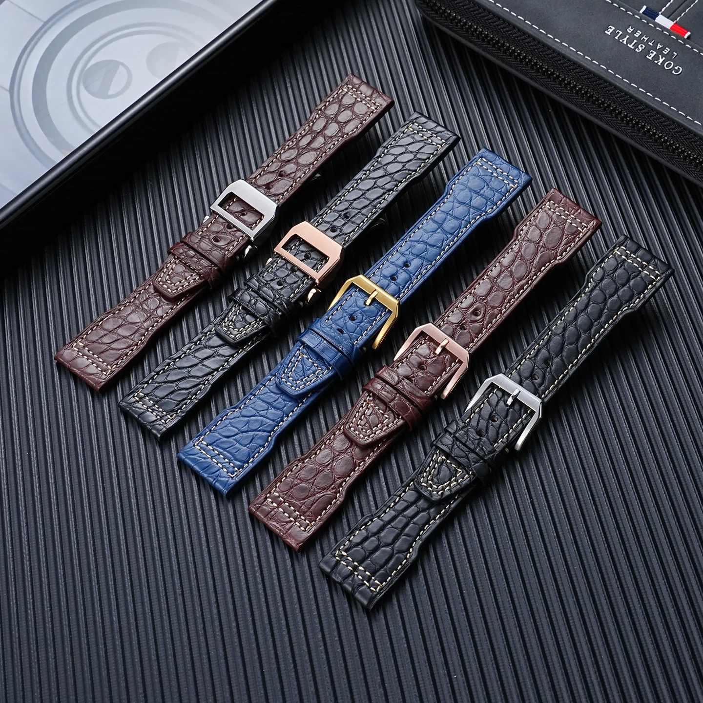 ل IWC جلد التمساح حزام (استيك) ساعة مارك 18 17 20 Portugeser/كرونوغراف IW371446 بورتوفينو الطيار إبرة مشبك/فراشة المشبك
