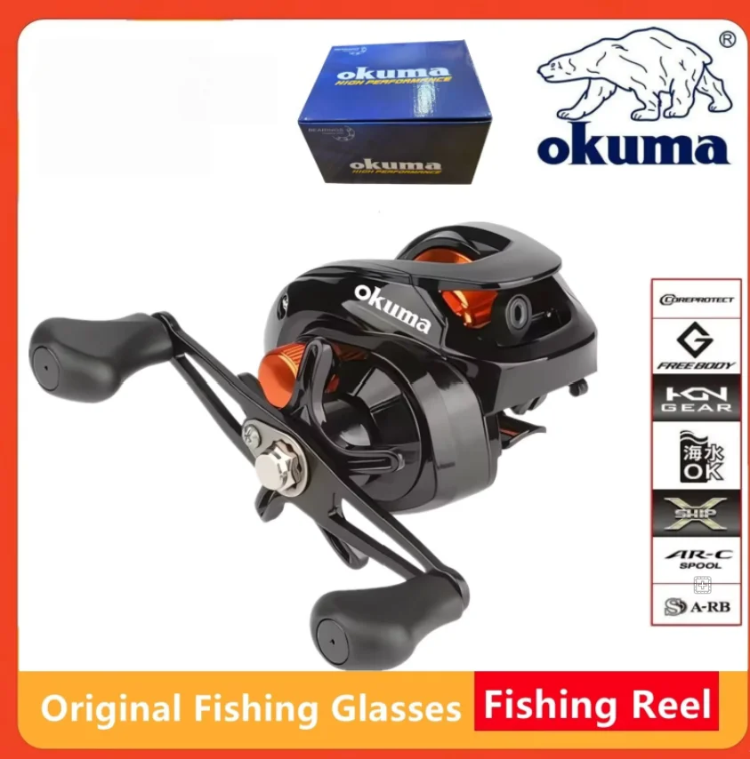 Okuma spinning reel, max drag 12KG 6.3:1, for saltwater and freshwater, includes polarized sunglasses, left and right-hand mode