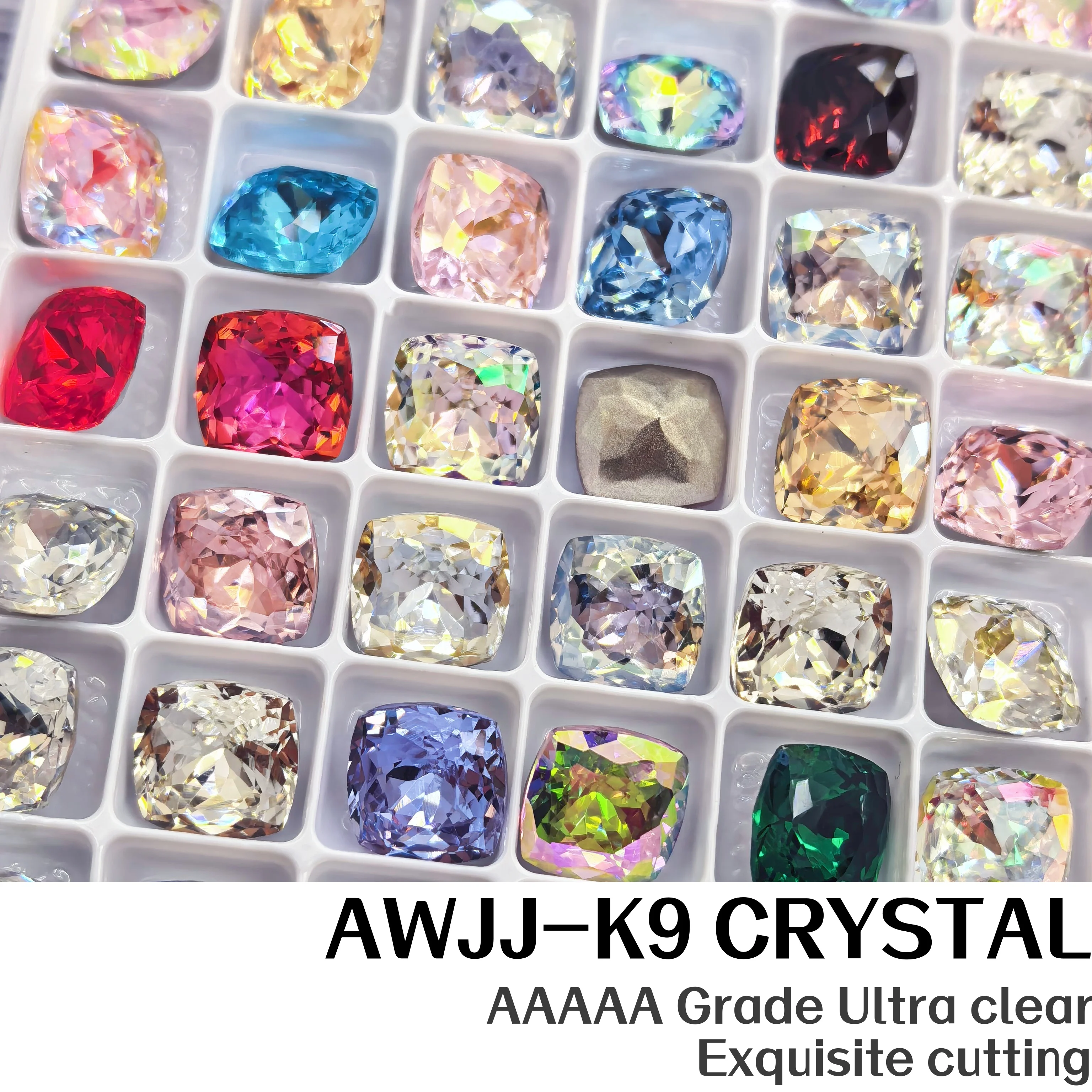 

10mm Right Angle Fat Square K9 Crystal Rhinestones Multi Facets Bright Sparkle Pointed Back Board Pack Nail Jewelry DIY