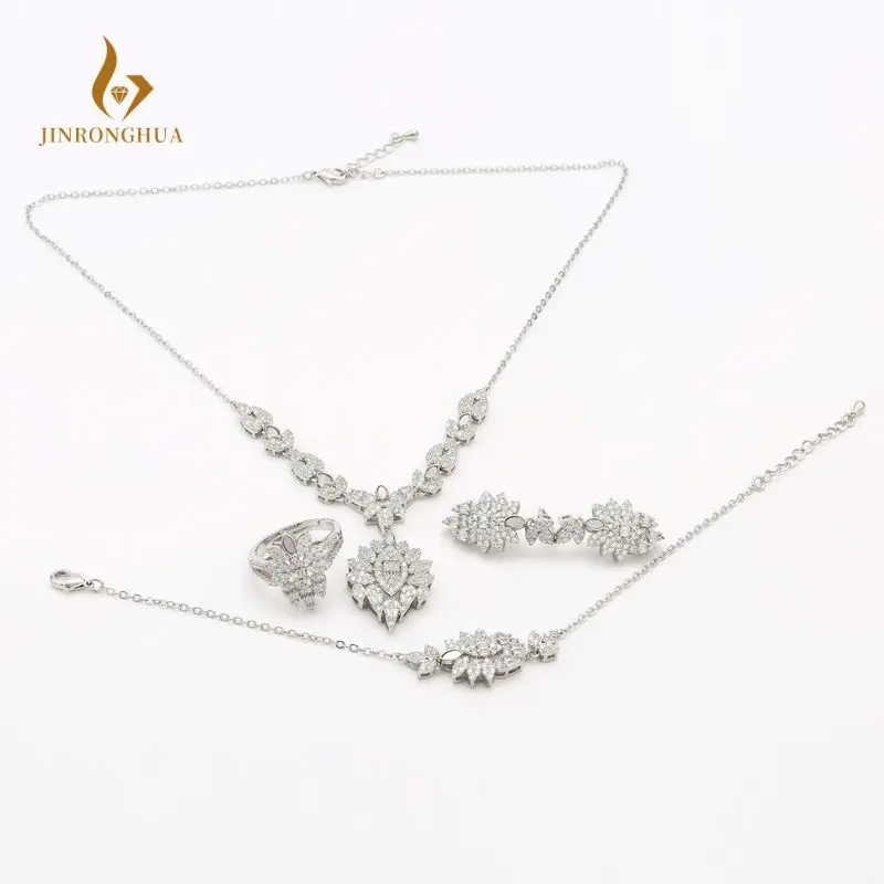 

JRH New Shell Jewelry Set Necklace Earrings Bracelet Ring For Women Luxury Jewelry Cubic Zirconia Wedding Bridal Jewelry Sets