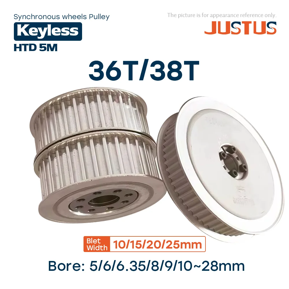 HTD 5M 36T/38 зубьев, бесключевая втулка шкива ГРМ, диаметр 5-28 мм для ширины ремня 10/15/20/25 мм - аксессуары для промышленного приводного ремня