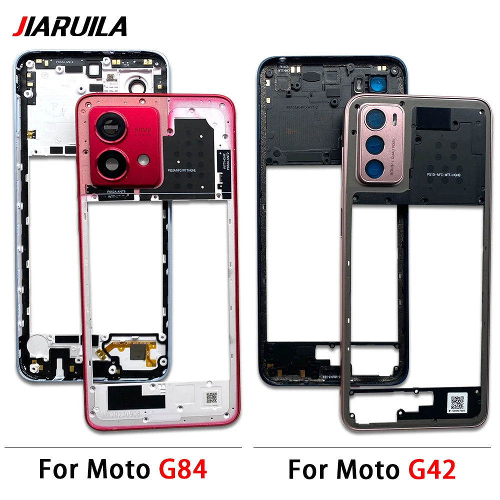 Housing Middle Frame Plate Case With Back Rear Camera Lens Repair Parts For Motorola Moto G13 G23 G31 G41 G42 G52 G84 G53