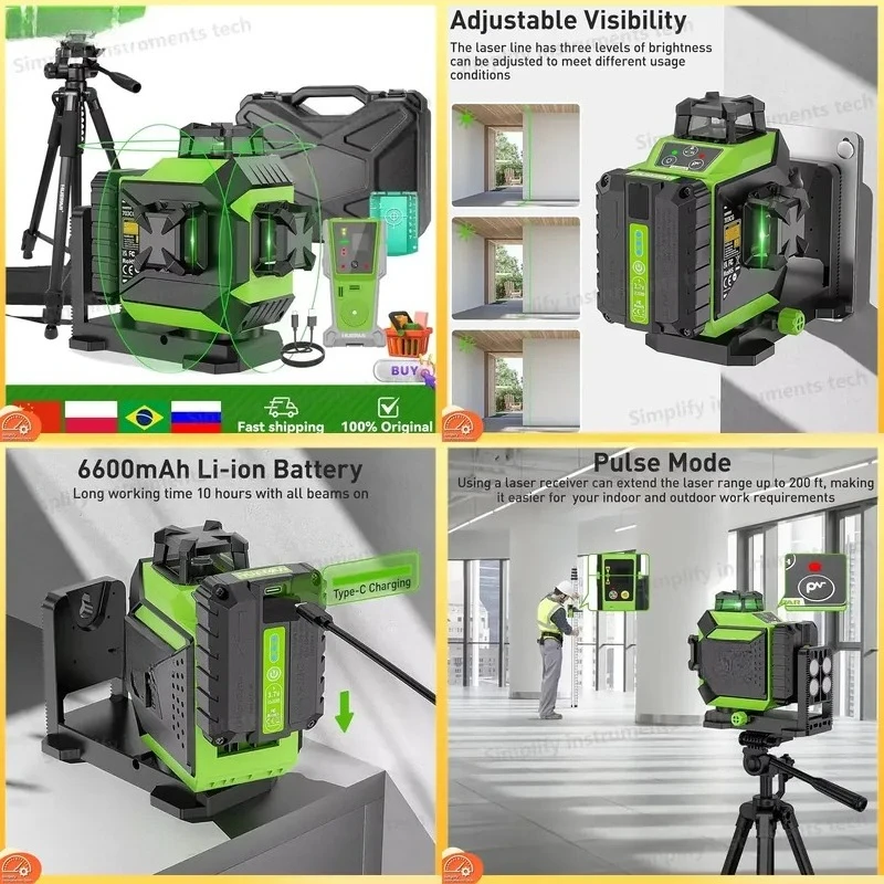 Laser Level 3D Cross Line Self Leveling - مستوى ليزر ثلاثي الأبعاد بـ 12