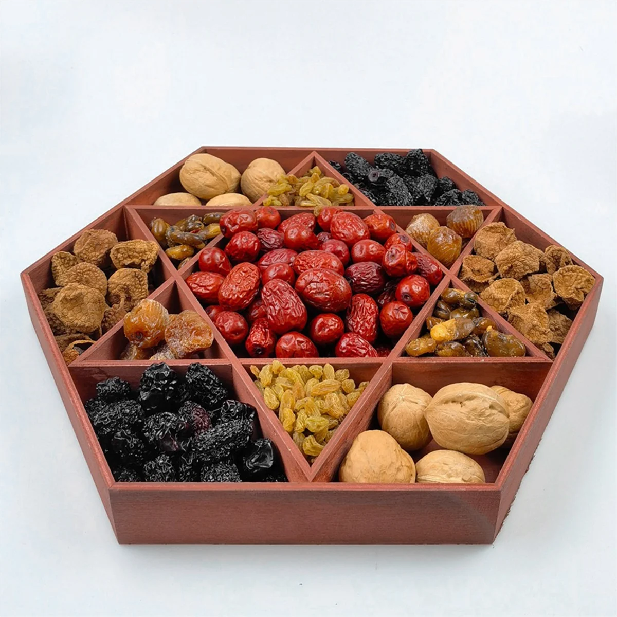 Wooden Holiday Hexagonal Star Tray for Friends, Fruit Plate Storage Box, Decorative Ornaments and Crafts Black